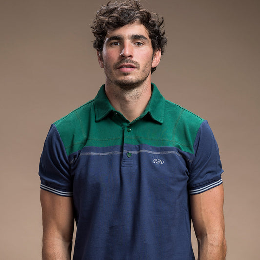 Polo Élégant en Crampons - marine et vert